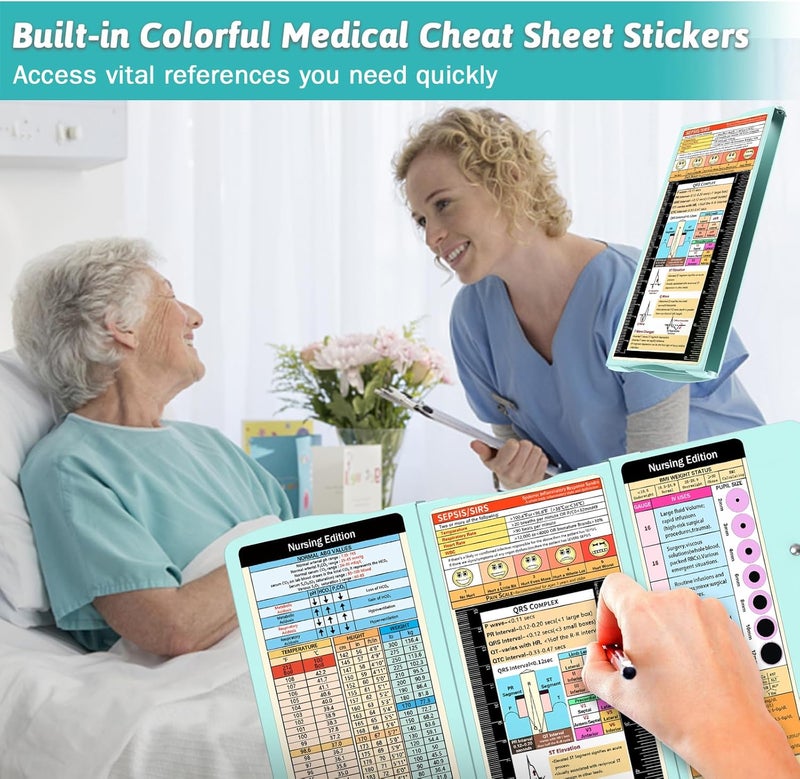 Trustnice Nursing Clipboard Foldable Clipboard Medical: Edition Cheat Sheets Aluminum 3 Layers Foldable Clipboards Nursing Pocket Size Profile Clip Nurse Clipboards Notepad for Nurses Students and Doctors - Image 3
